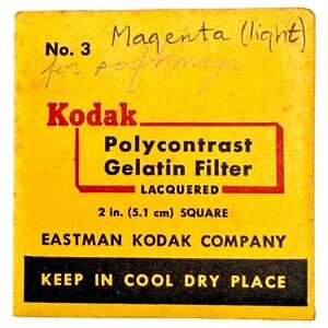 Kodak Polycontrast Gelatin Filter 51 mm / 2” #3 Lacquer NOS Sealed writing on pk